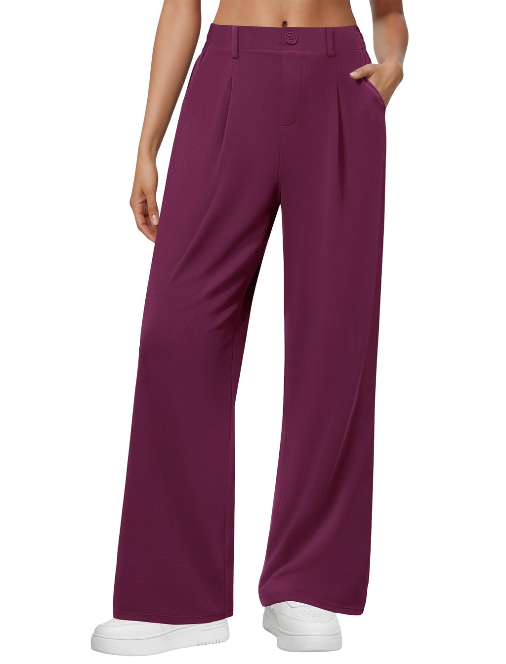 DLOODA Wide Leg Dress Pants for Women Pull on High Waisted Work Pants