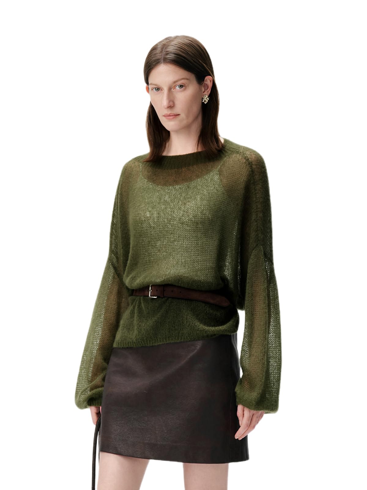Silk Cashmere Blend Sweater for Women, Lightweight Crewneck Knit Pullover Jumper for Spring Layering