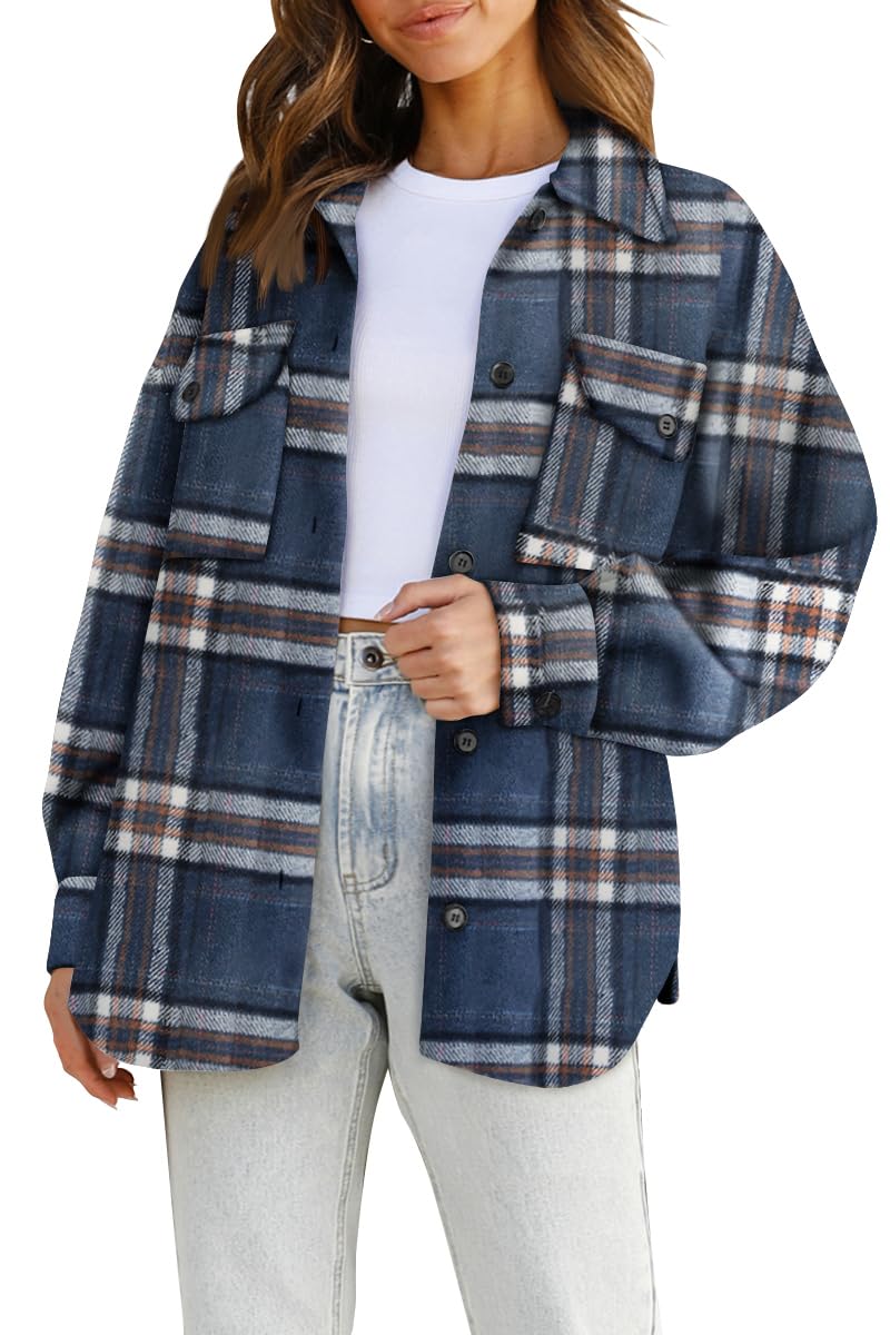 AUTOMET Shackets for Women Plaid Flannel Shirts
