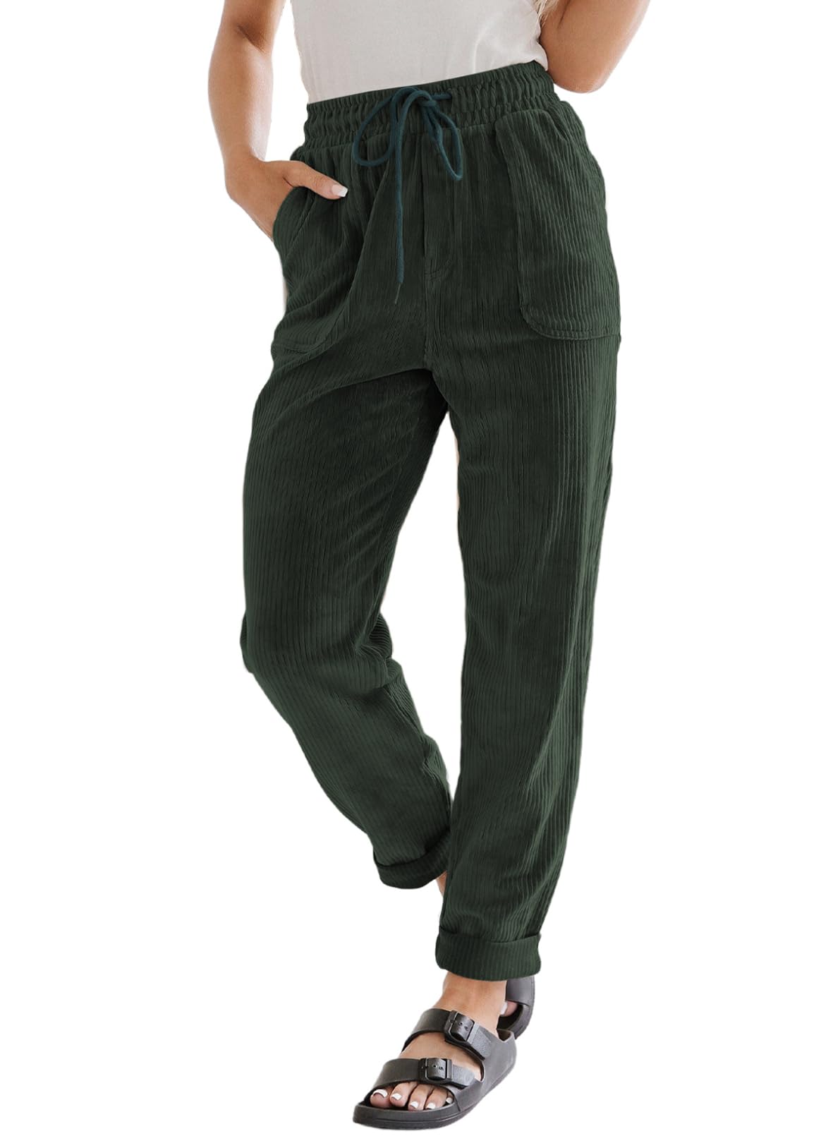 EVALESS Womens Corduroy Pants Straight Leg Fall Teacher Pants