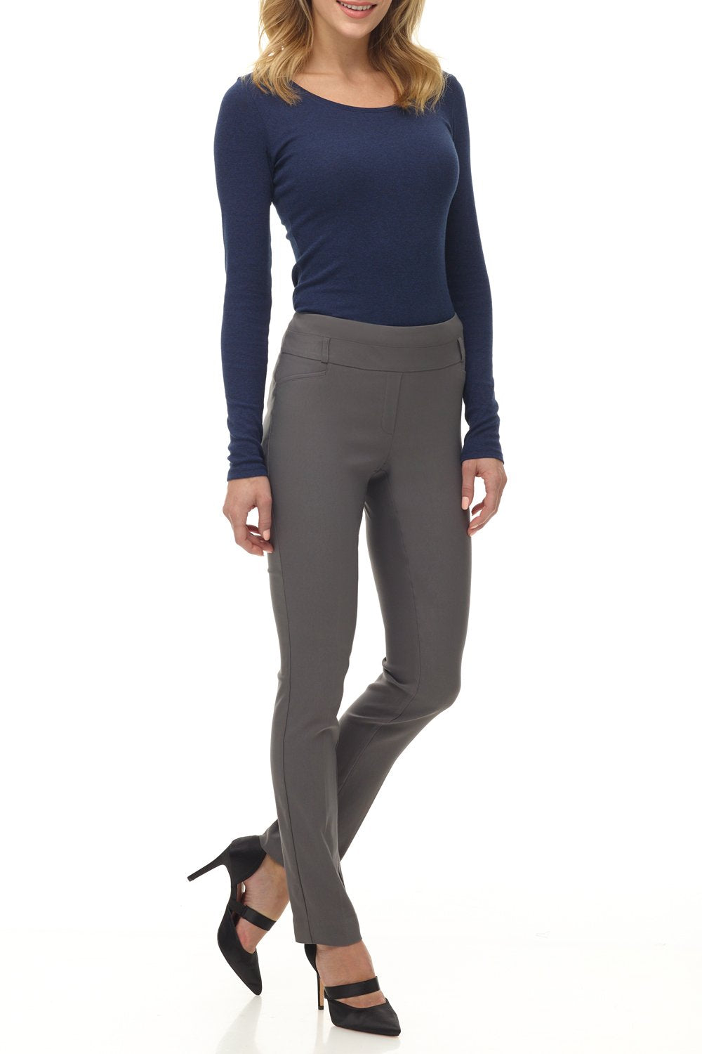 Rekucci Women's Ease into Comfort Stretch Office Casual Slim Pant