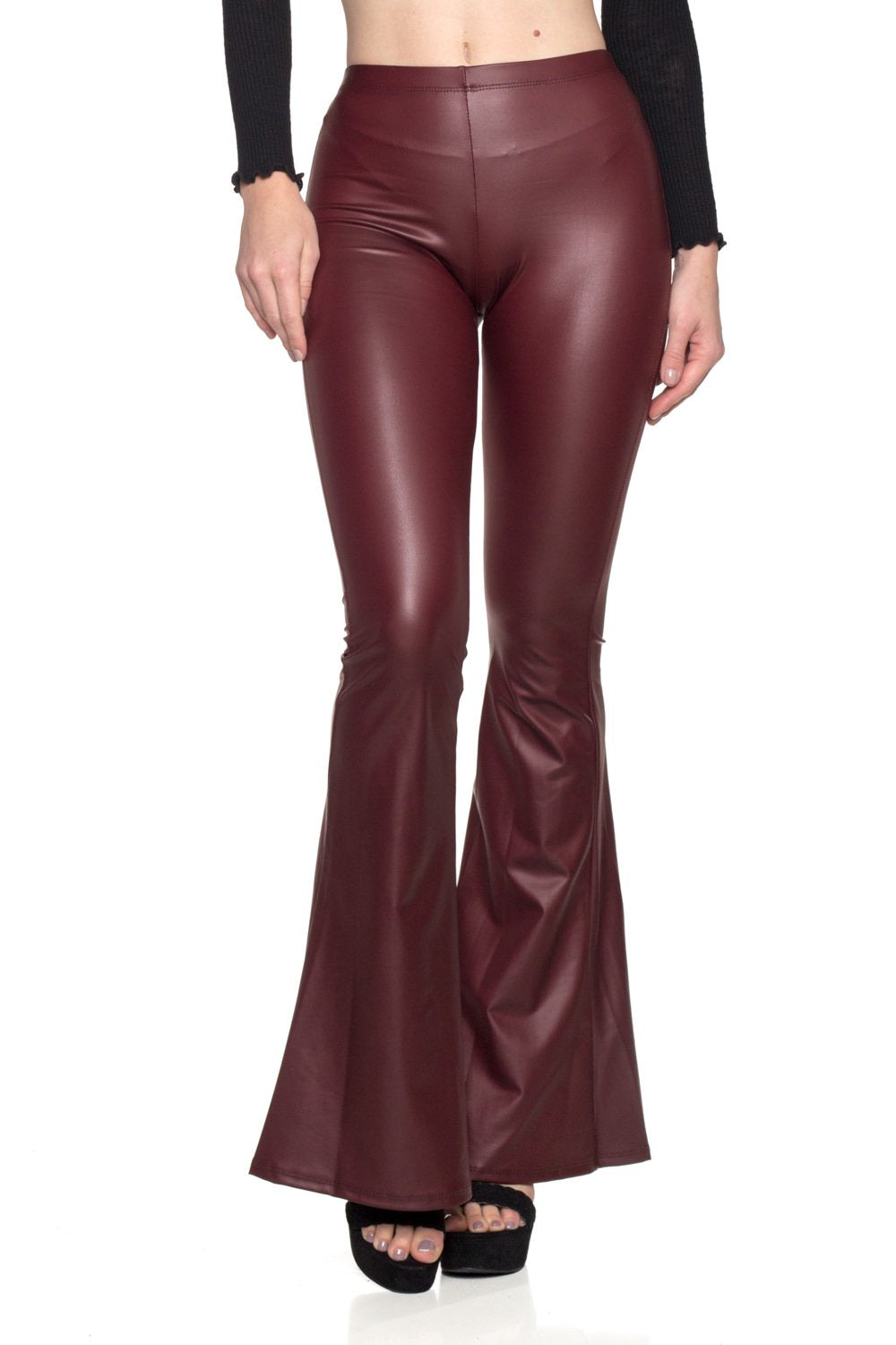 Women's J2 Love Faux Leather Bell Botom Flare Pants