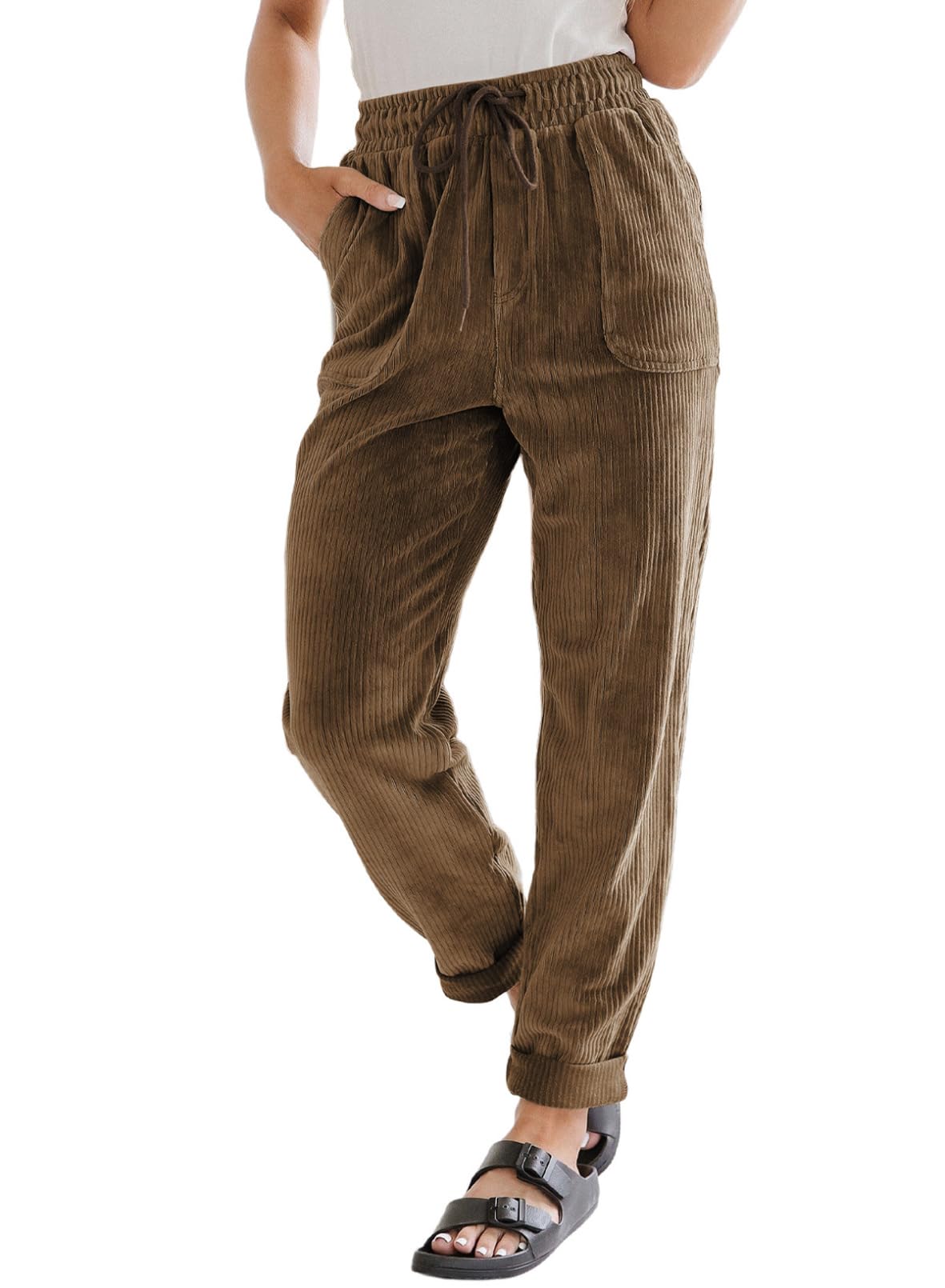 EVALESS Womens Corduroy Pants Straight Leg Fall Teacher Pants