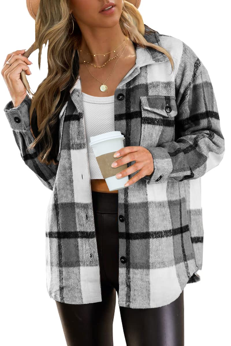 AUTOMET Shackets for Women Plaid Flannel Shirts