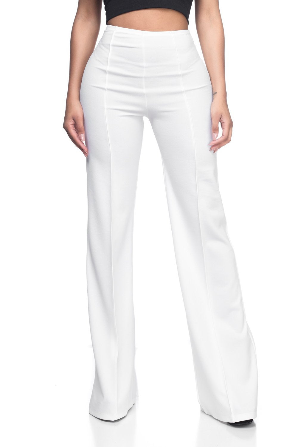 Cemi Ceri Women’s High Waist Wide Leg Dress Pants – Flared Business Slacks for Office, Work & Casual Wear, Stretch Comfort