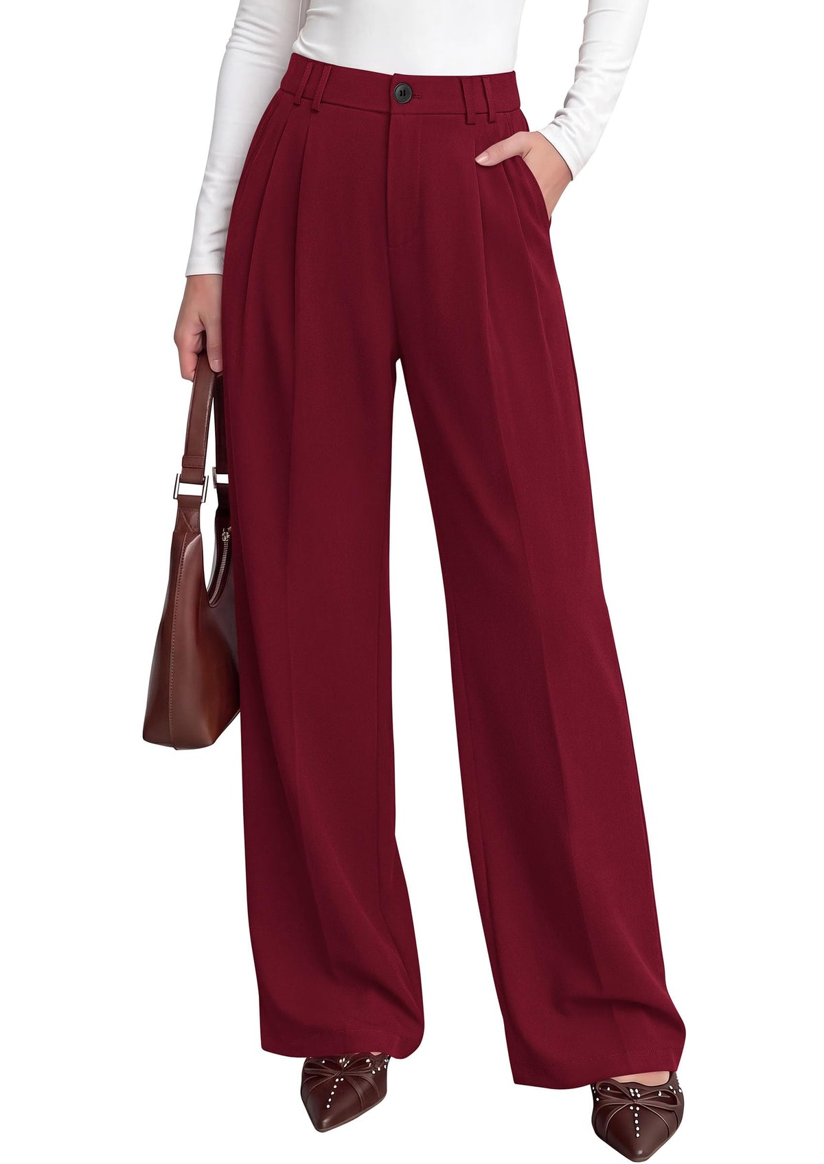 PRETTYGARDEN Women's Dress Pants Wide Leg Flowy Trousers