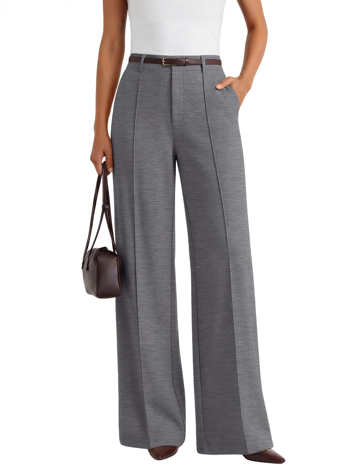 LILLUSORY High Waisted Front Seam Stretchy Dress Work Pants with Pockets