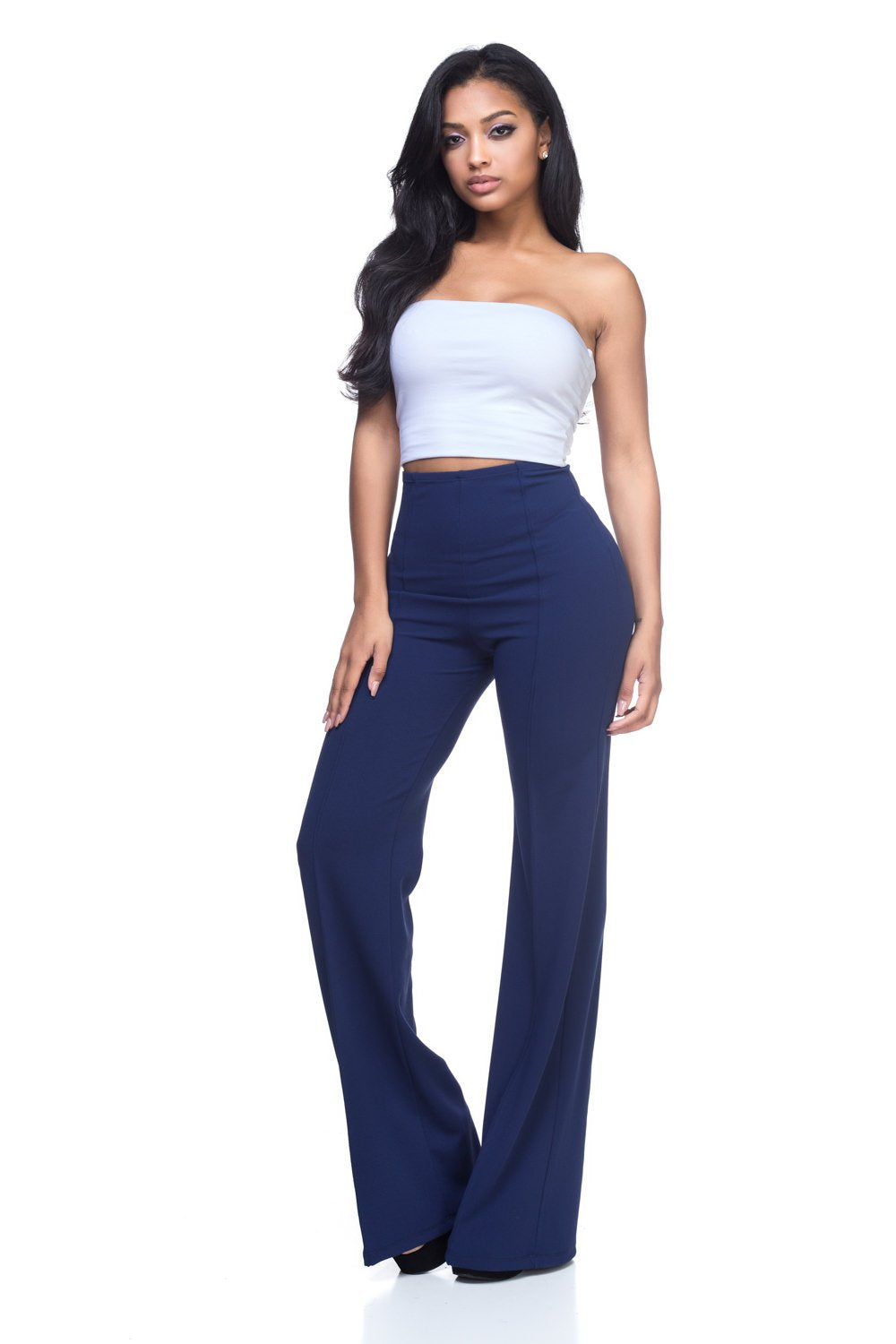 Cemi Ceri Women’s High Waist Wide Leg Dress Pants – Flared Business Slacks for Office, Work & Casual Wear, Stretch Comfort