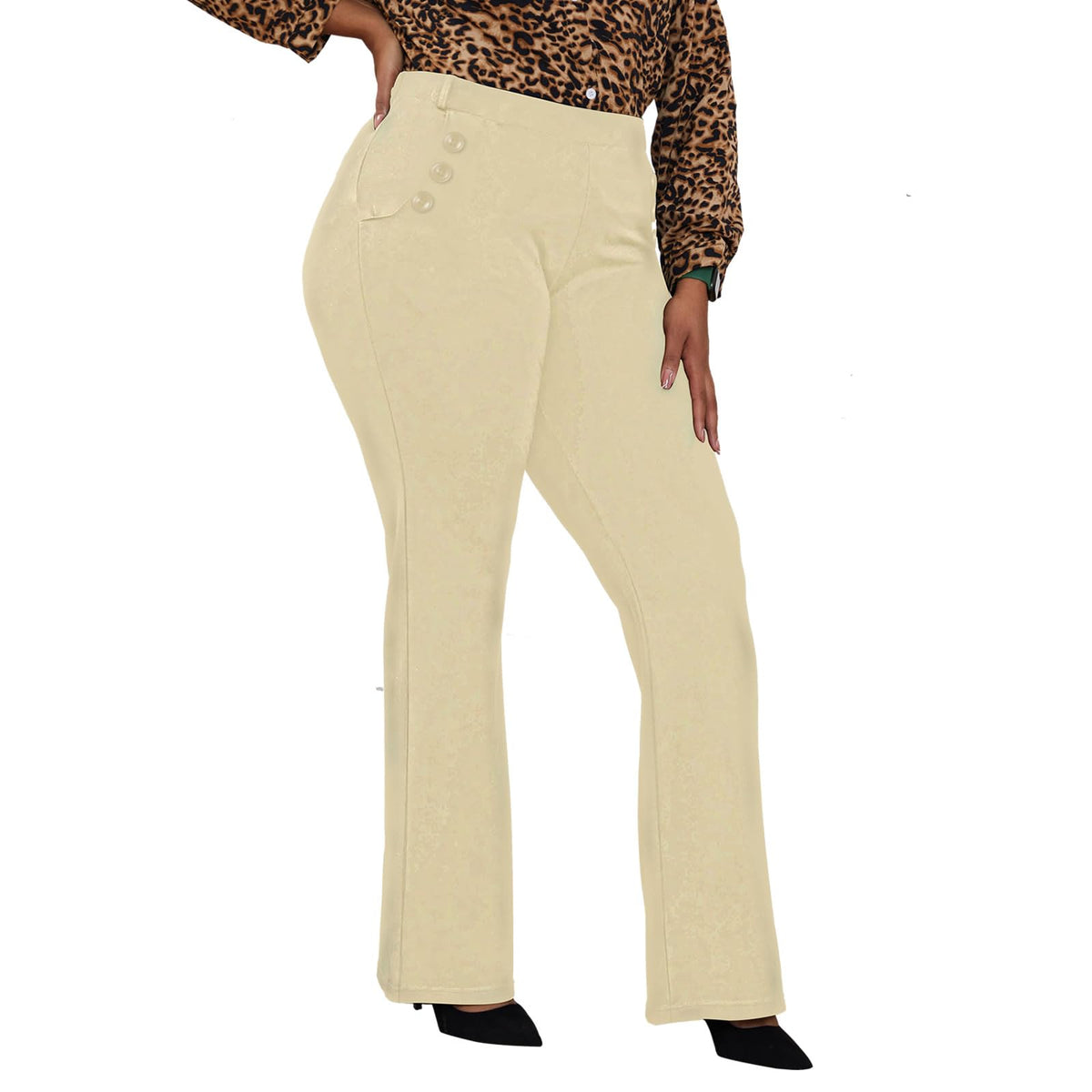 DGD Wrinkle-Free Stretch Dress Pants Plus Size for Women Pull-on Pant Ease into Comfort Office Pant