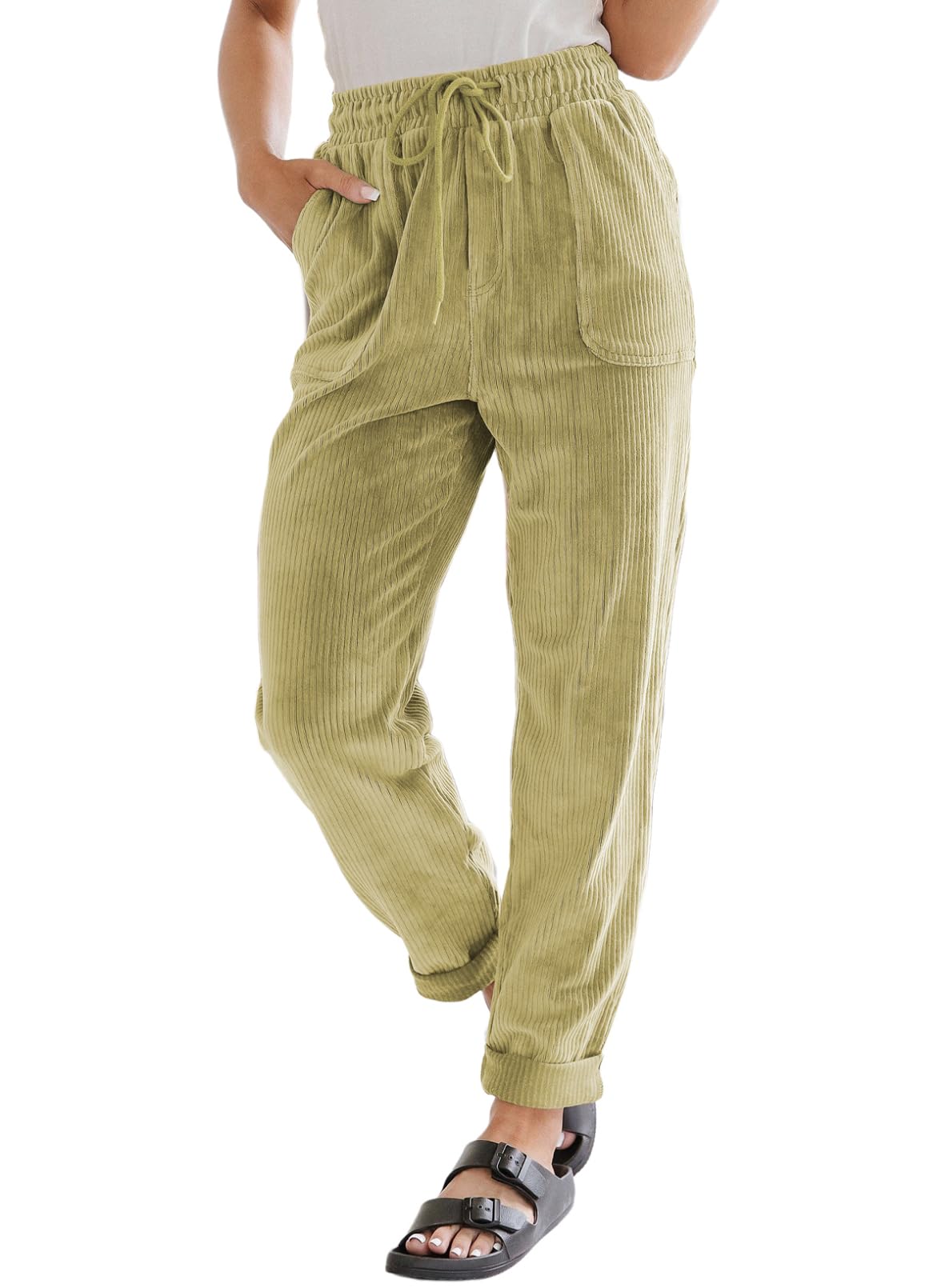 EVALESS Womens Corduroy Pants Straight Leg Fall Teacher Pants