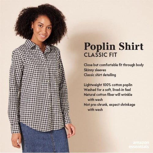 Amazon Essentials Women's Regular-Fit Long-Sleeve Button-Down Cotton Poplin Shirt, Business Casual
