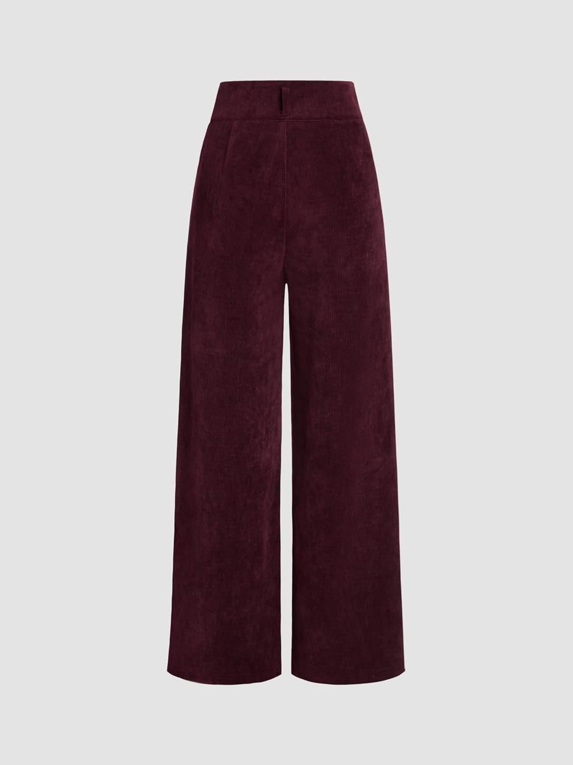 CIDER Corduroy High Waist Solid Pleated Wide Leg Trousers