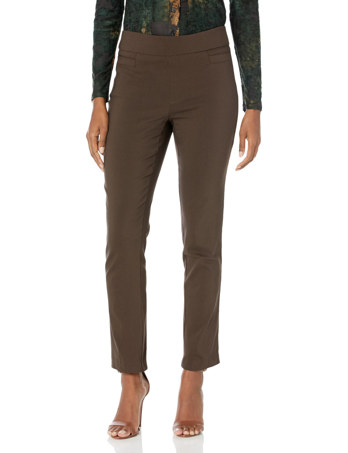 Briggs New York Women’s Pull On Dress Pants 4 Pockets Straight Leg Stretchy Office Casual Work Slacks