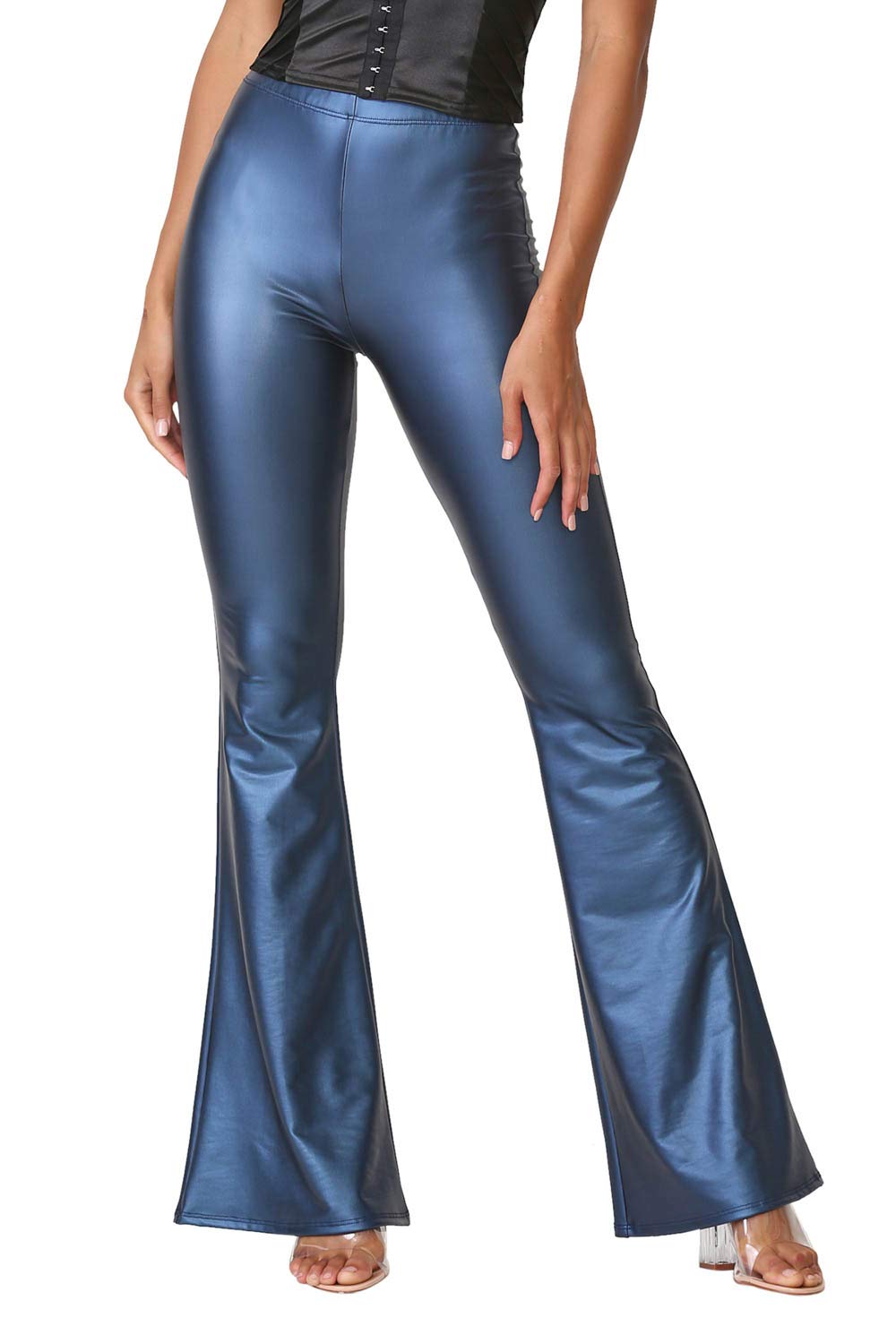 Women's J2 Love Faux Leather Bell Botom Flare Pants