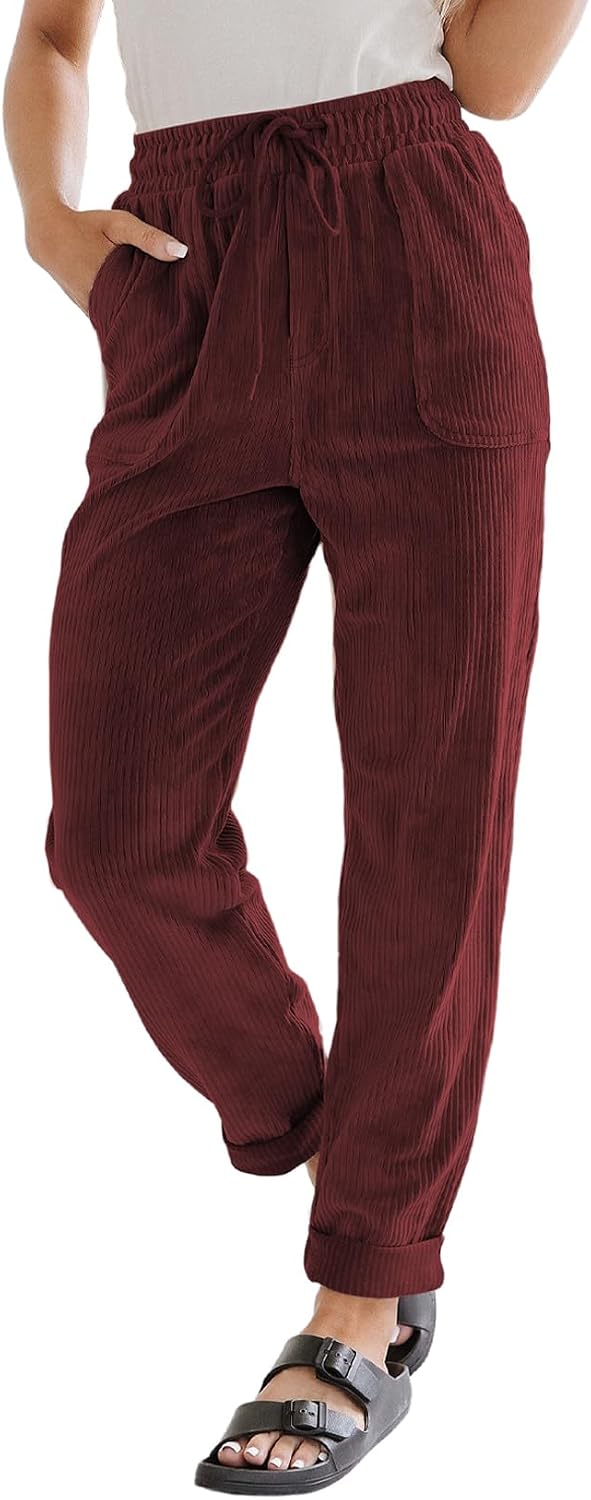 EVALESS Womens Corduroy Pants Straight Leg Fall Teacher Pants