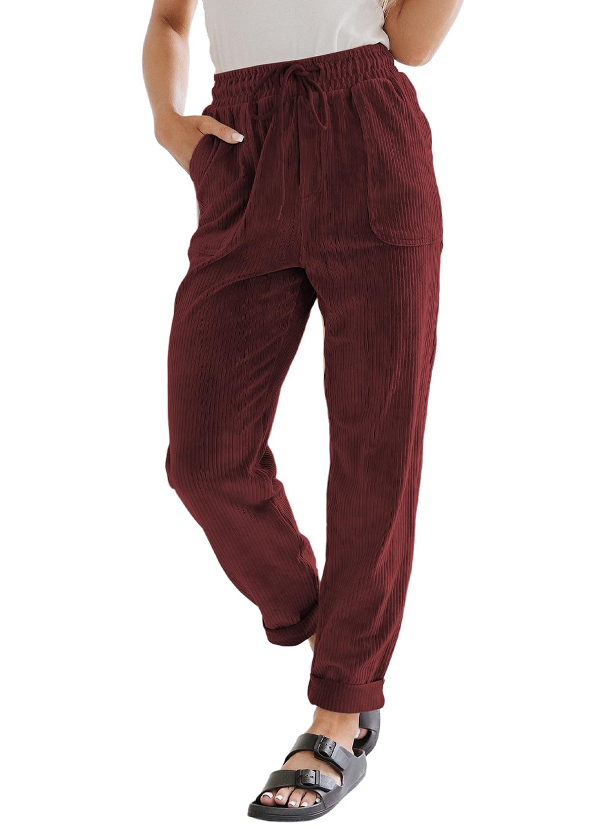 EVALESS Womens Corduroy Pants Straight Leg Fall Teacher Pants