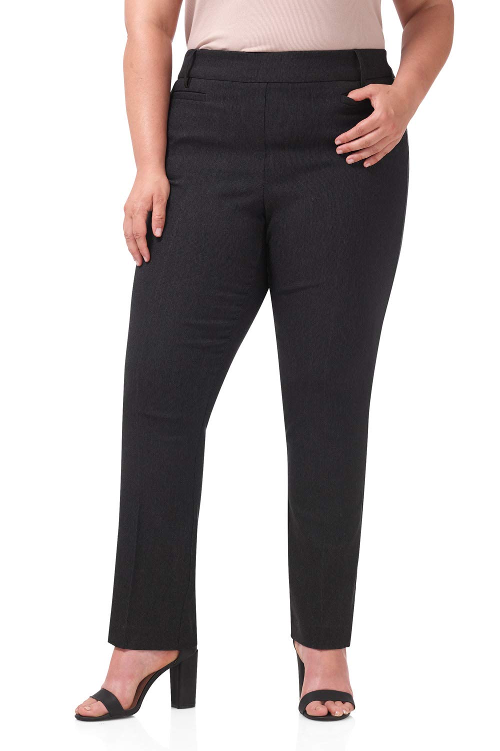 Rekucci Curvy Woman Ease into Comfort Plus Size Straight Pant w/Tummy Control