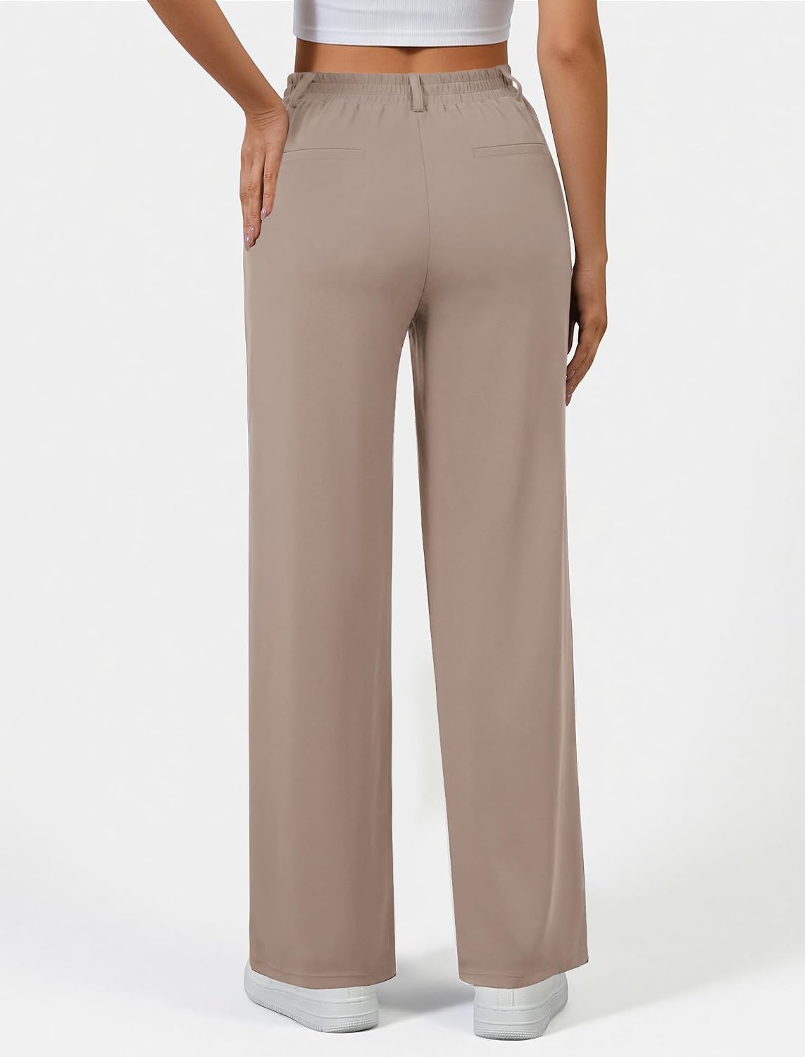 DLOODA Wide Leg Dress Pants for Women Pull on High Waisted Work Pants