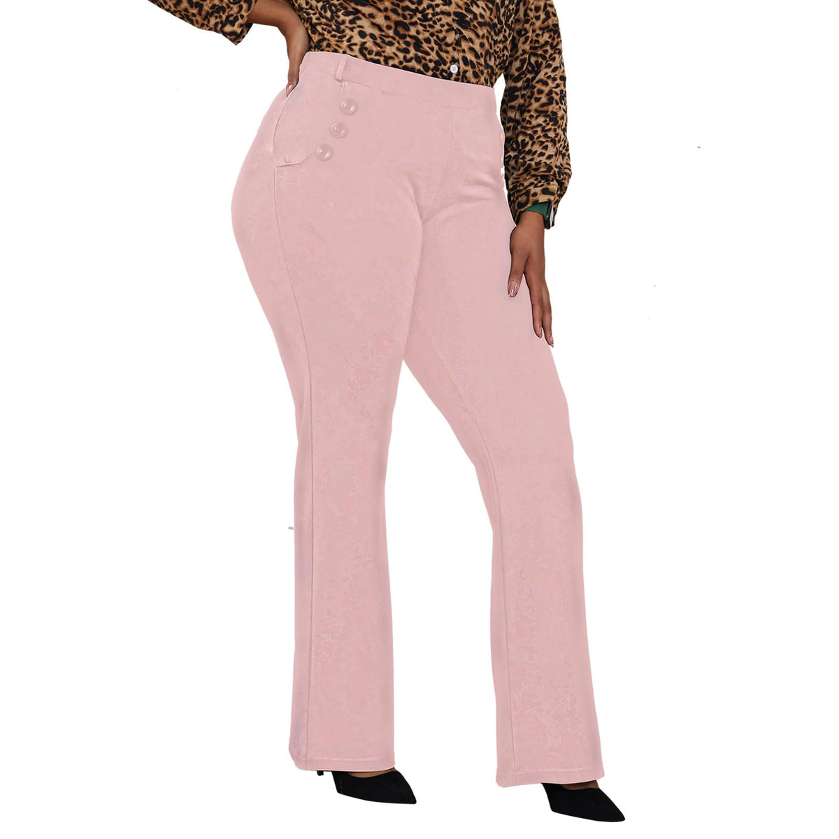 DGD Wrinkle-Free Stretch Dress Pants Plus Size for Women Pull-on Pant Ease into Comfort Office Pant