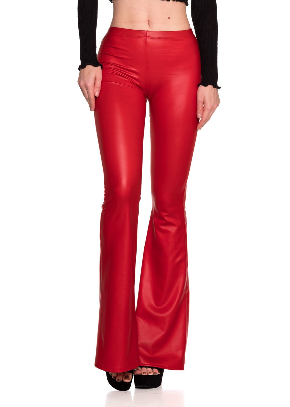 Women's J2 Love Faux Leather Bell Botom Flare Pants