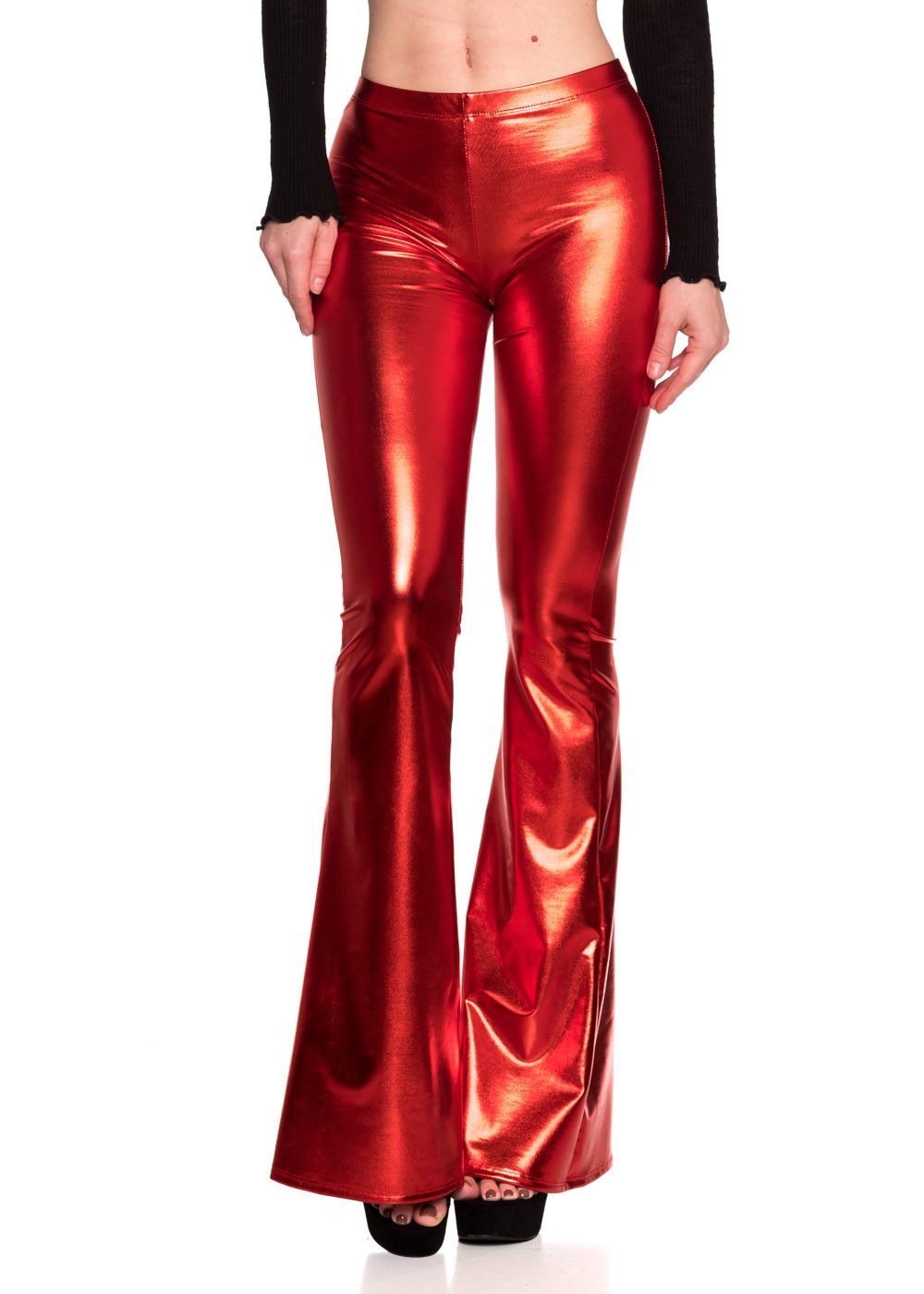 Women's J2 Love Faux Leather Bell Botom Flare Pants