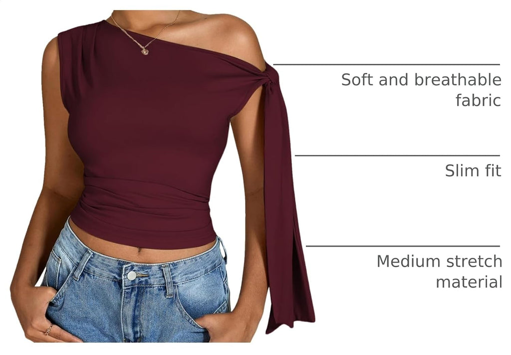 Milumia Women's One Off The Shoulder Tank Tops Asymmetrical Going Out Top