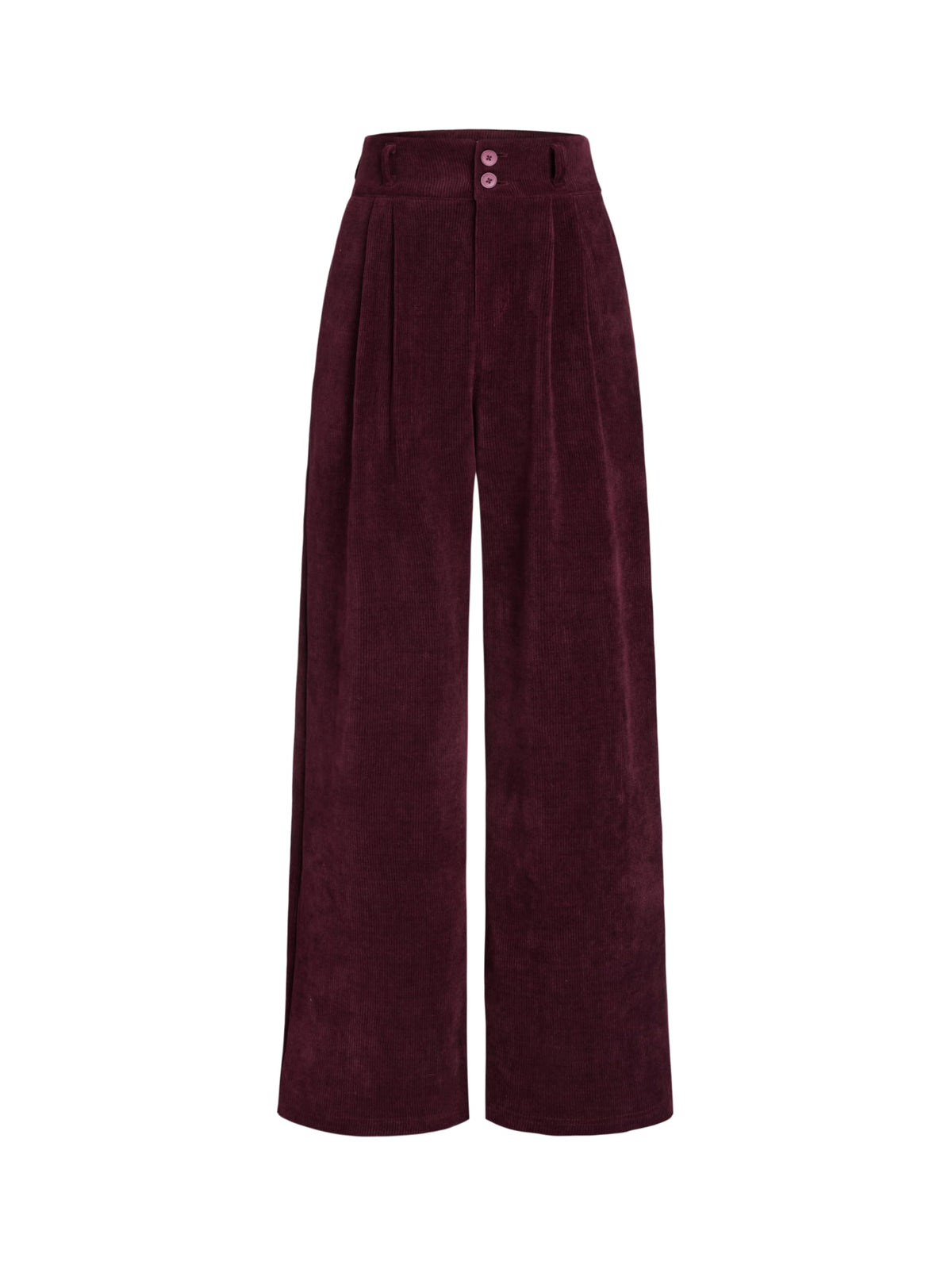 CIDER Corduroy High Waist Solid Pleated Wide Leg Trousers