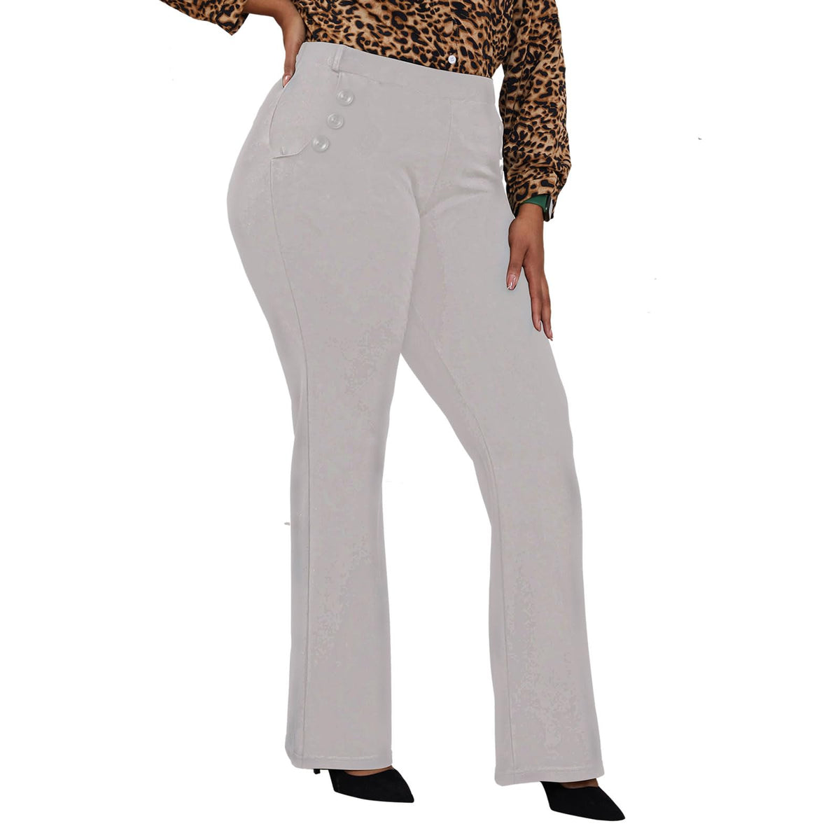 DGD Wrinkle-Free Stretch Dress Pants Plus Size for Women Pull-on Pant Ease into Comfort Office Pant
