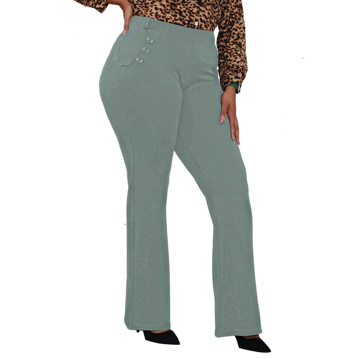 DGD Wrinkle-Free Stretch Dress Pants Plus Size for Women Pull-on Pant Ease into Comfort Office Pant