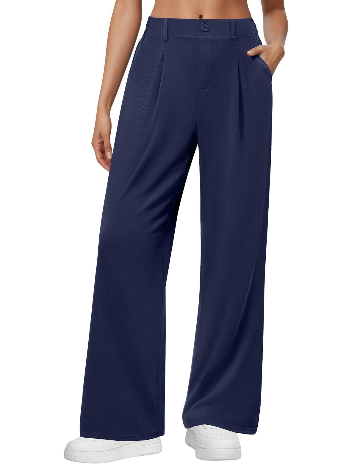 DLOODA Wide Leg Dress Pants for Women Pull on High Waisted Work Pants