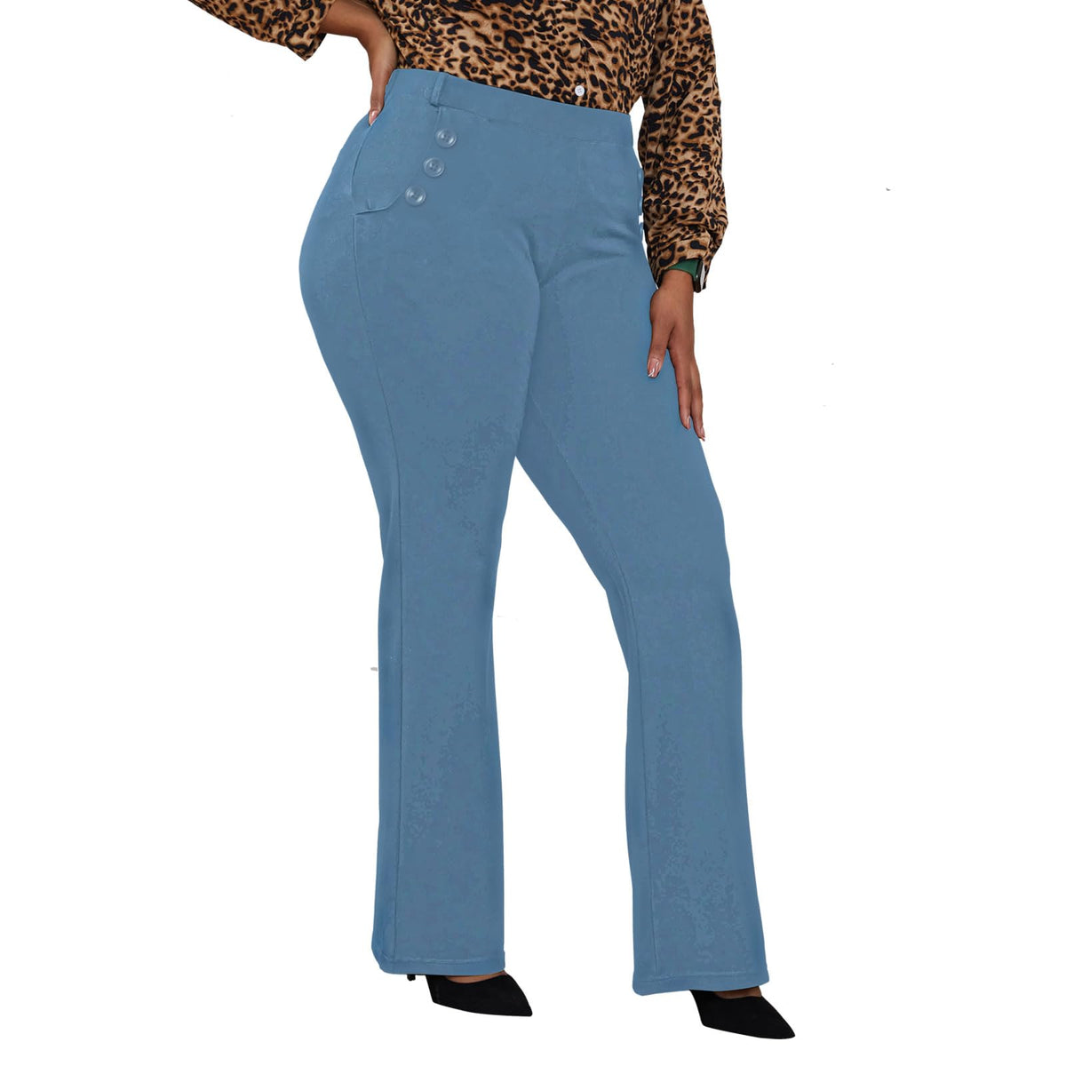 DGD Wrinkle-Free Stretch Dress Pants Plus Size for Women Pull-on Pant Ease into Comfort Office Pant