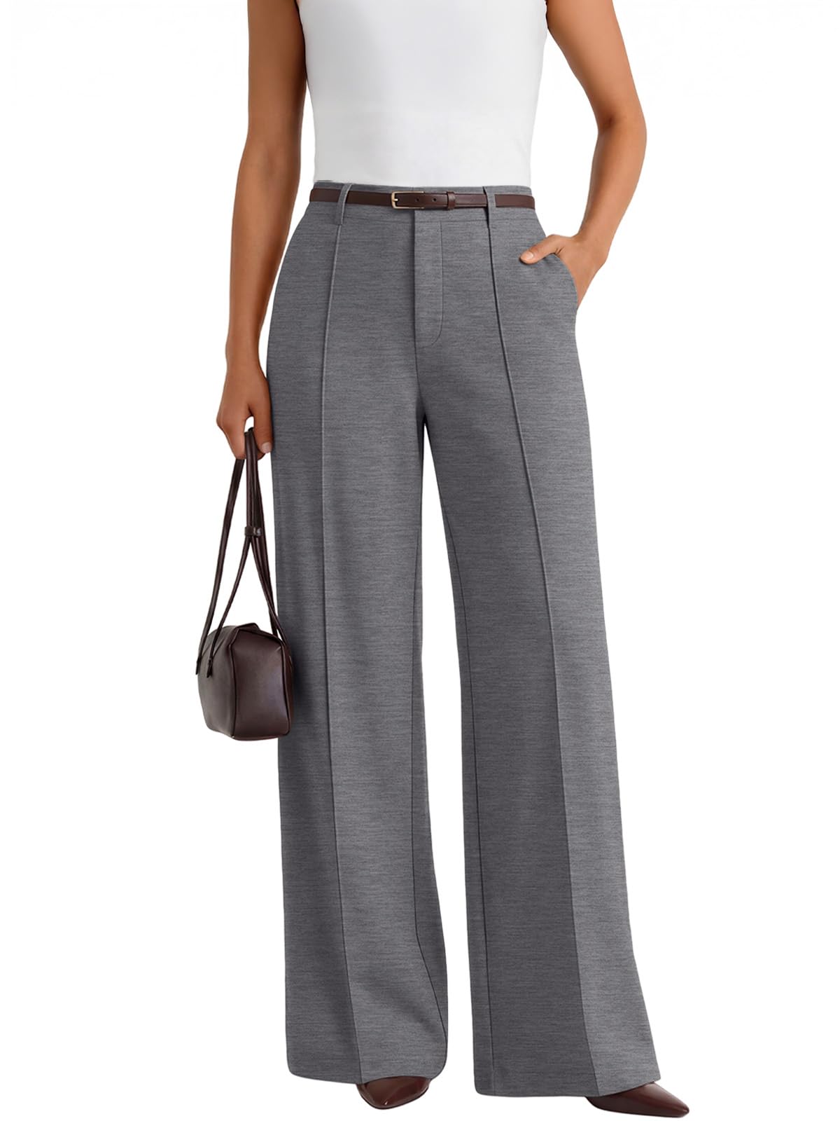 LILLUSORY High Waisted Front Seam Stretchy Dress Work Pants with Pockets