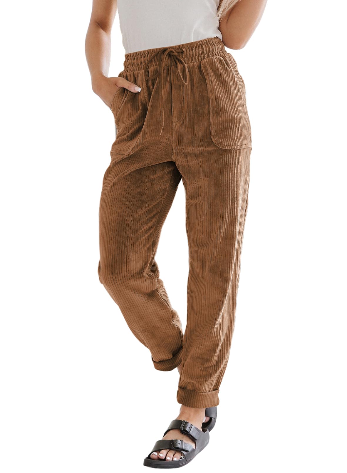 EVALESS Womens Corduroy Pants Straight Leg Fall Teacher Pants
