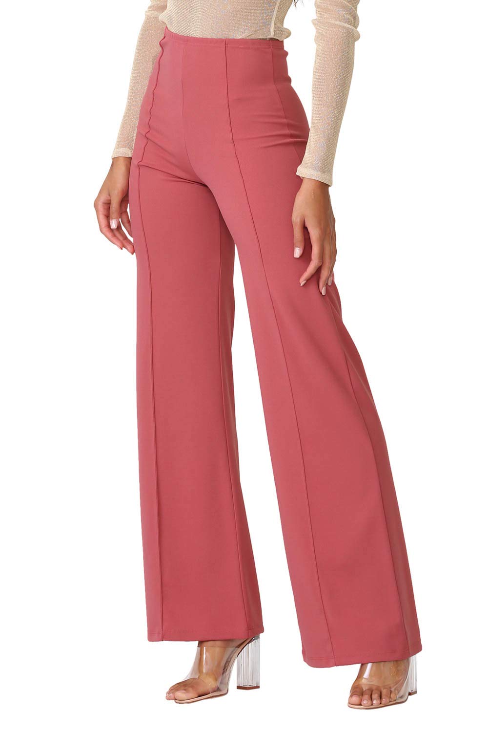 Cemi Ceri Women’s High Waist Wide Leg Dress Pants – Flared Business Slacks for Office, Work & Casual Wear, Stretch Comfort