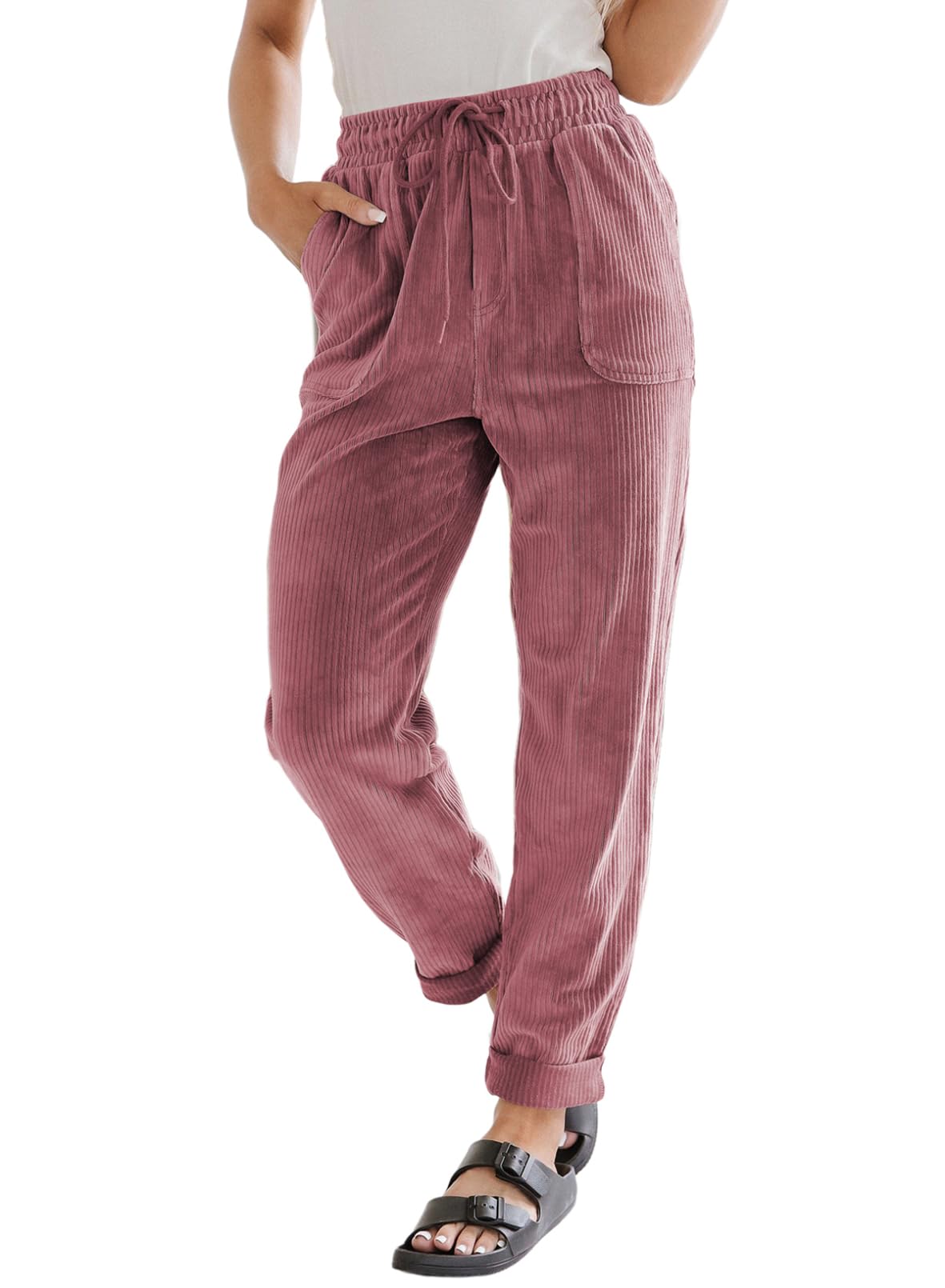 EVALESS Womens Corduroy Pants Straight Leg Fall Teacher Pants