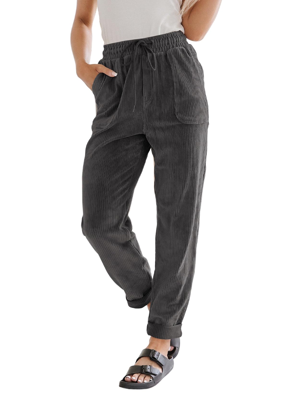 EVALESS Womens Corduroy Pants Straight Leg Fall Teacher Pants