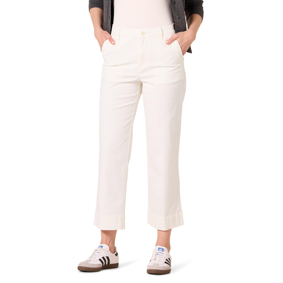 Amazon Essentials Women's High-Rise Slim-Fit Stretchy Ankle-Length Wide-Leg Khaki Pant