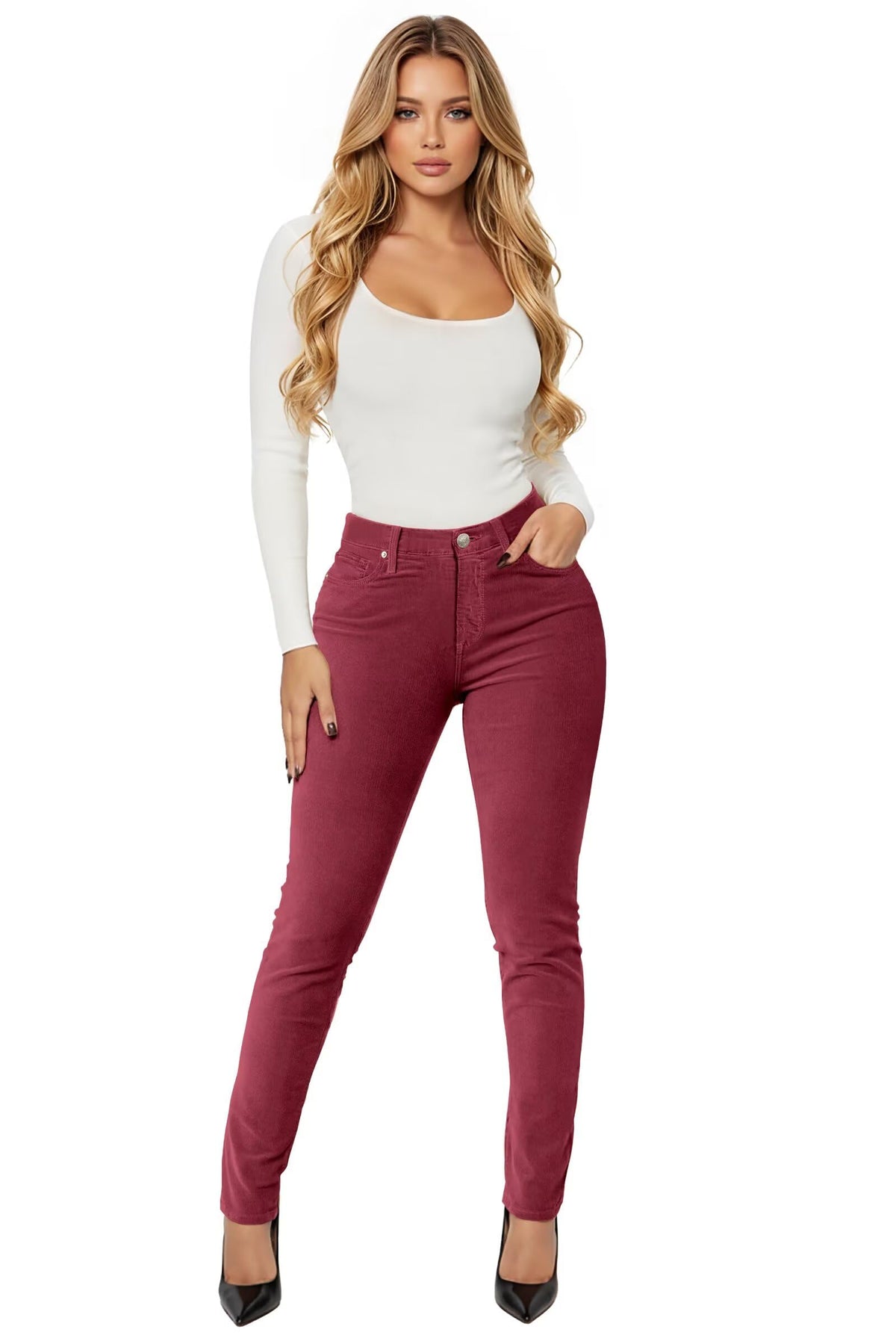Hybrid & Company Women's Corduroy Skinny Pants