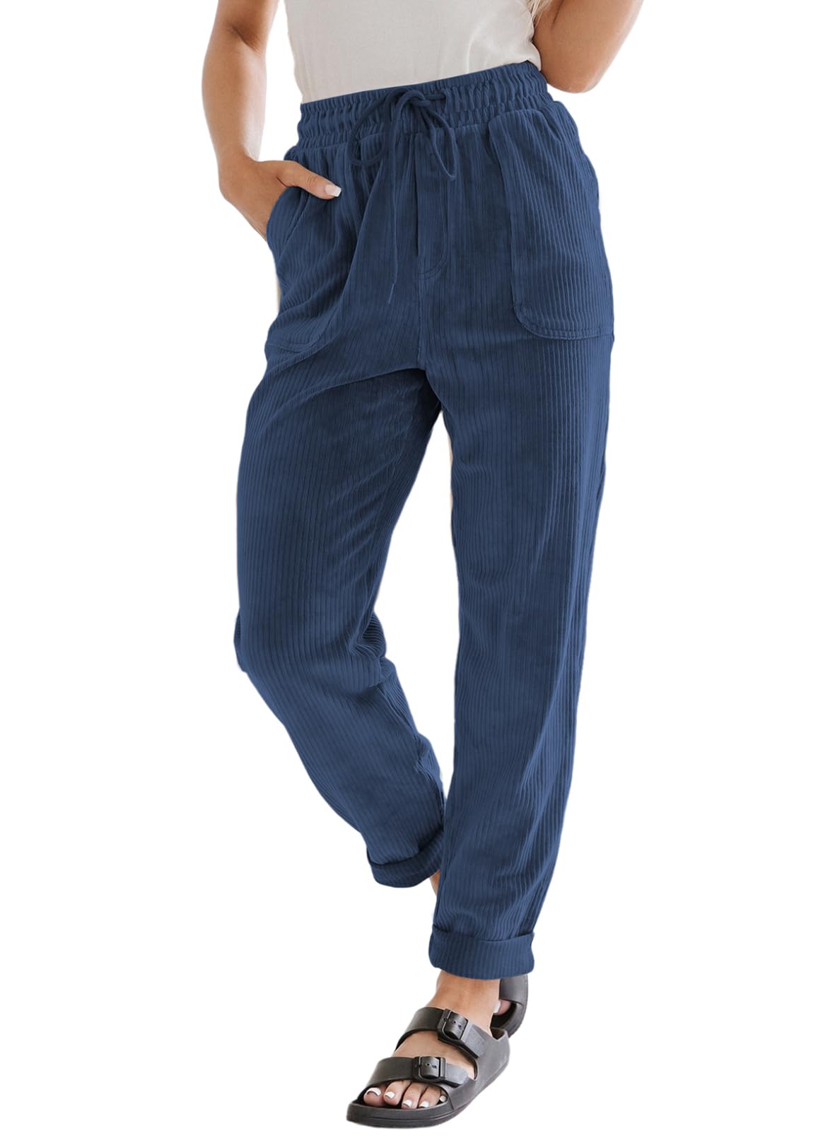 EVALESS Womens Corduroy Pants Straight Leg Fall Teacher Pants