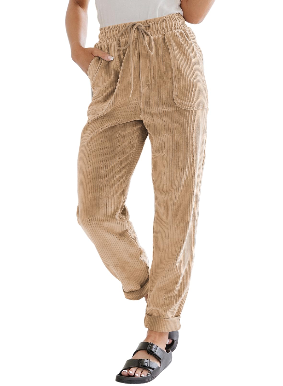 EVALESS Womens Corduroy Pants Straight Leg Fall Teacher Pants