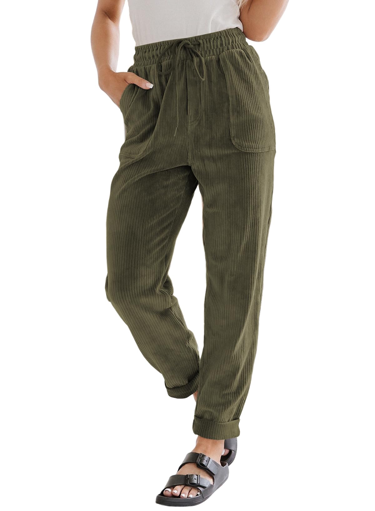 EVALESS Womens Corduroy Pants Straight Leg Fall Teacher Pants