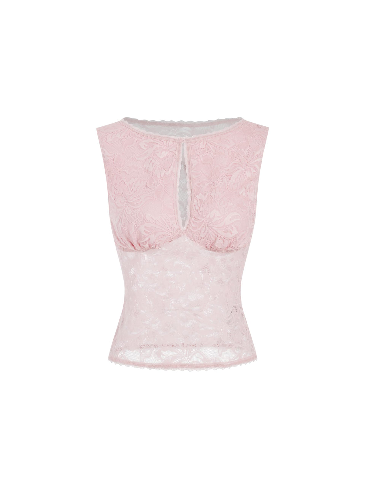 CIDER Womens Sheer Lace Boat Neck Sleeveless Top
