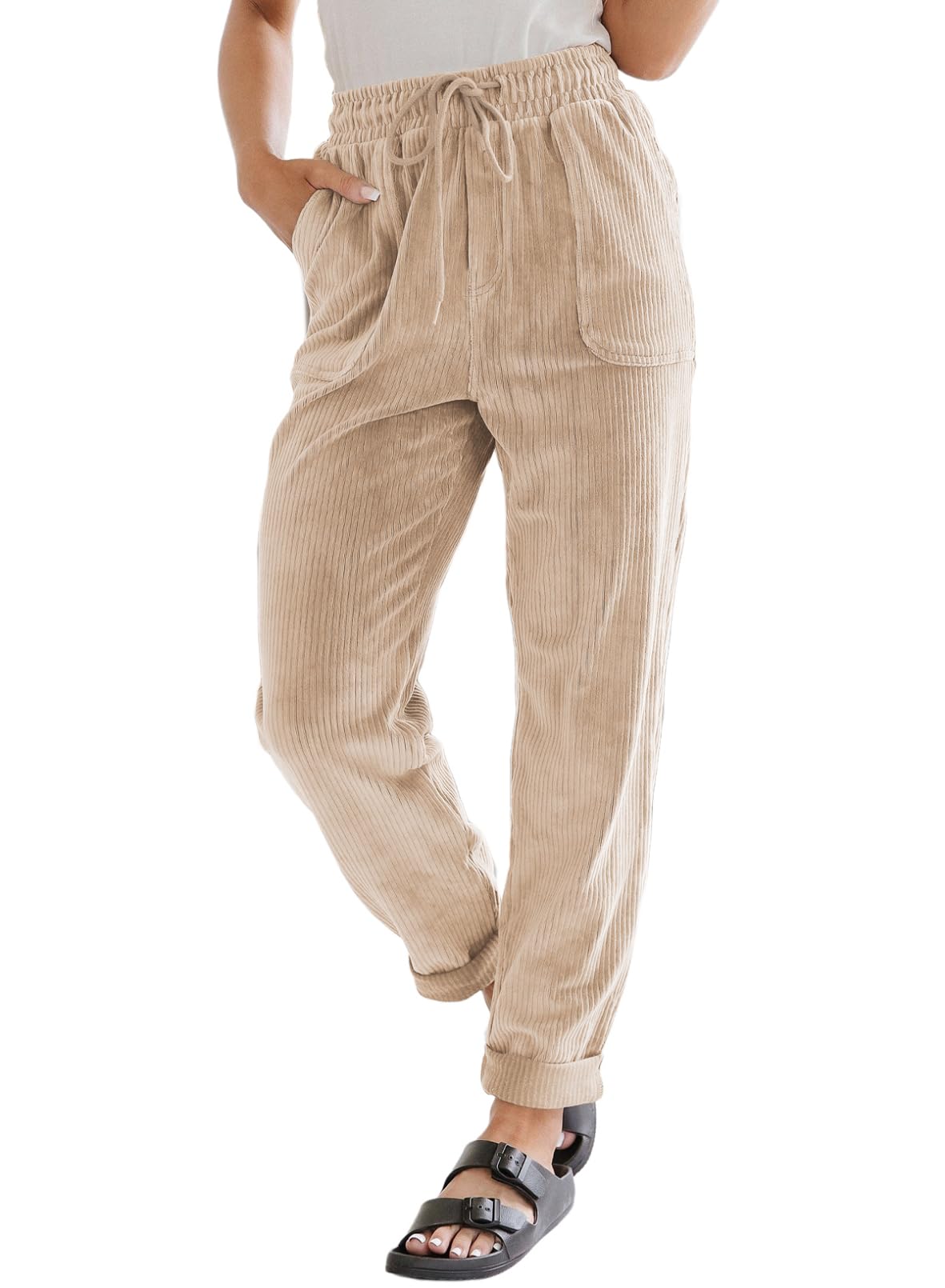 EVALESS Womens Corduroy Pants Straight Leg Fall Teacher Pants