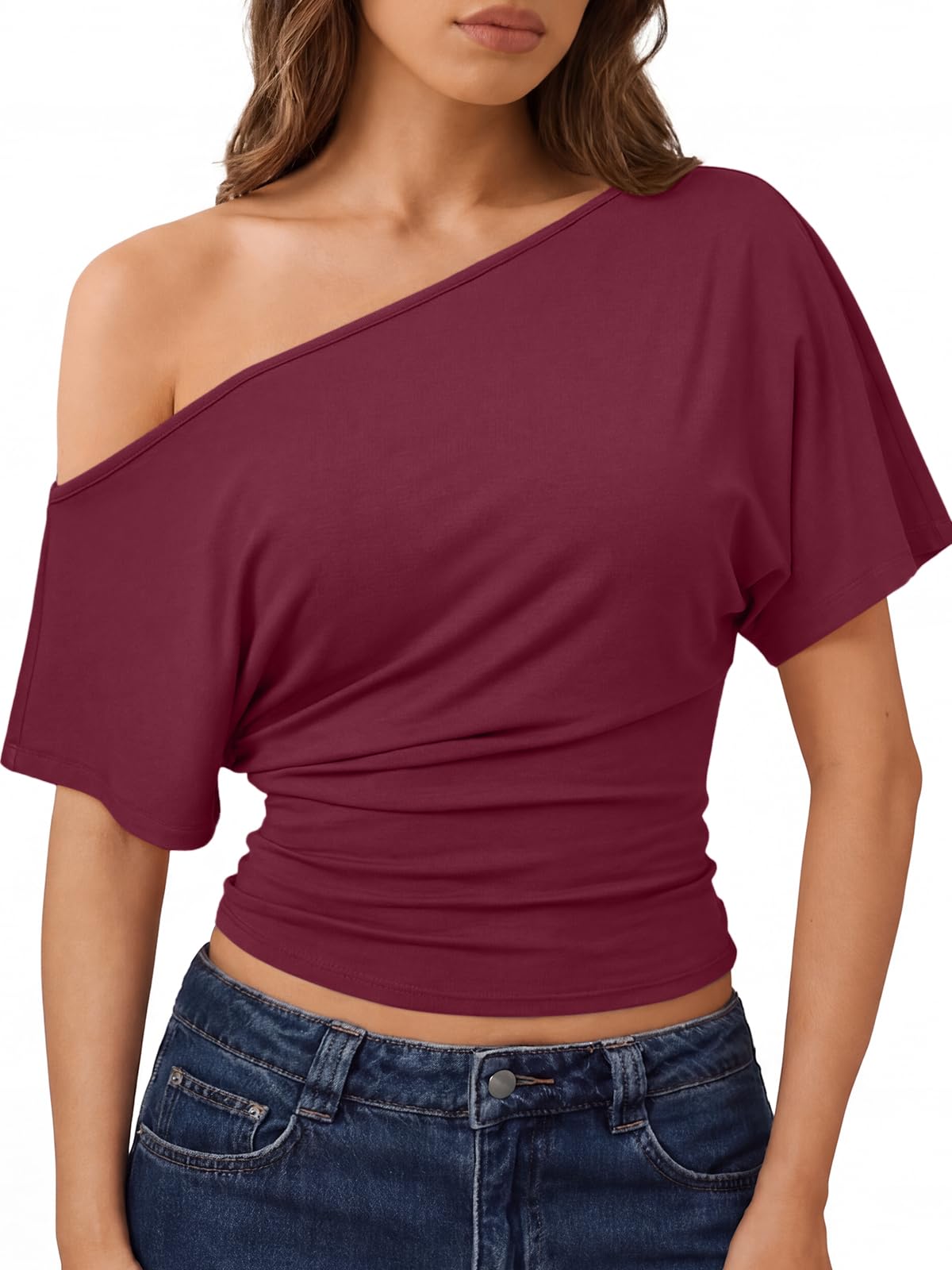 Trendy Queen Womens Off the Shoulder Tops 2026 Summer Going Out Crop Shirts
