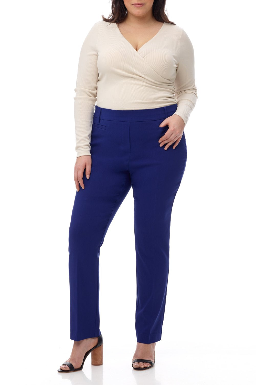 Rekucci Curvy Woman Ease into Comfort Plus Size Straight Pant w/Tummy Control