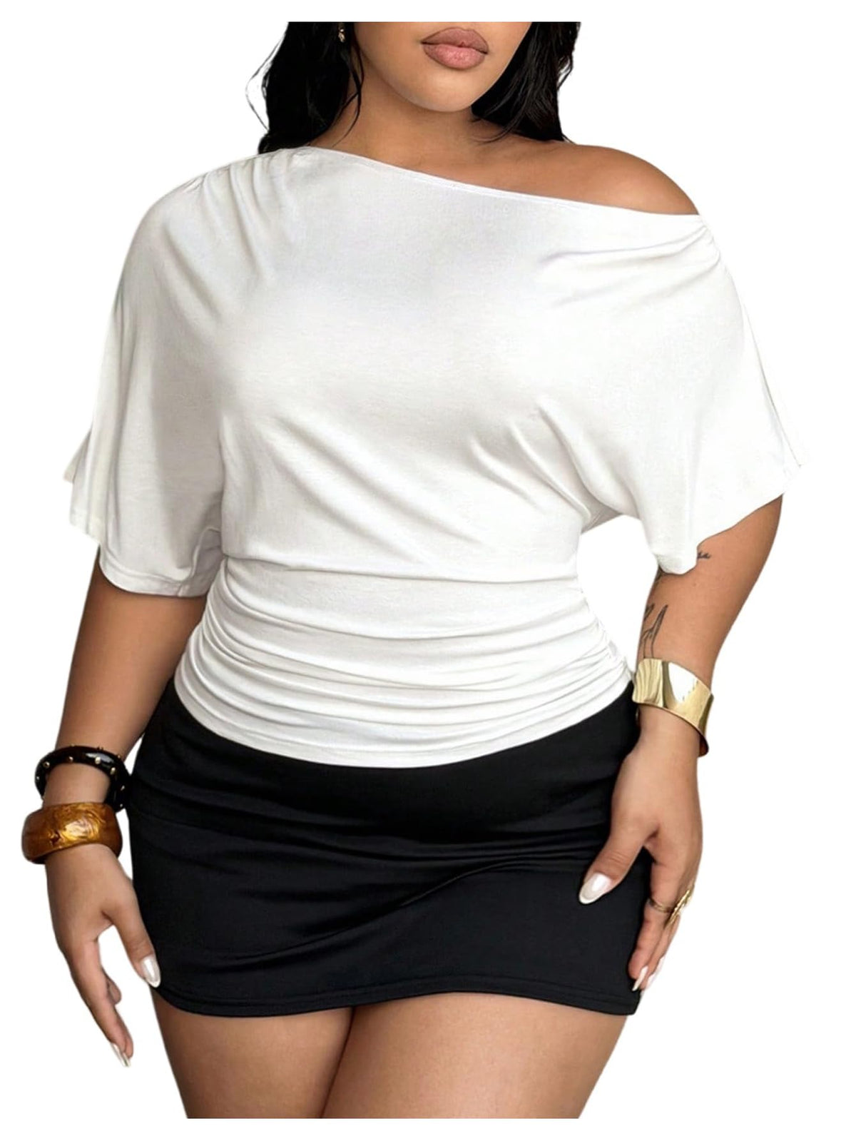 SweatyRocks Women's Off The Shoulder Tops Asymmetrical Y2K Going Out Top