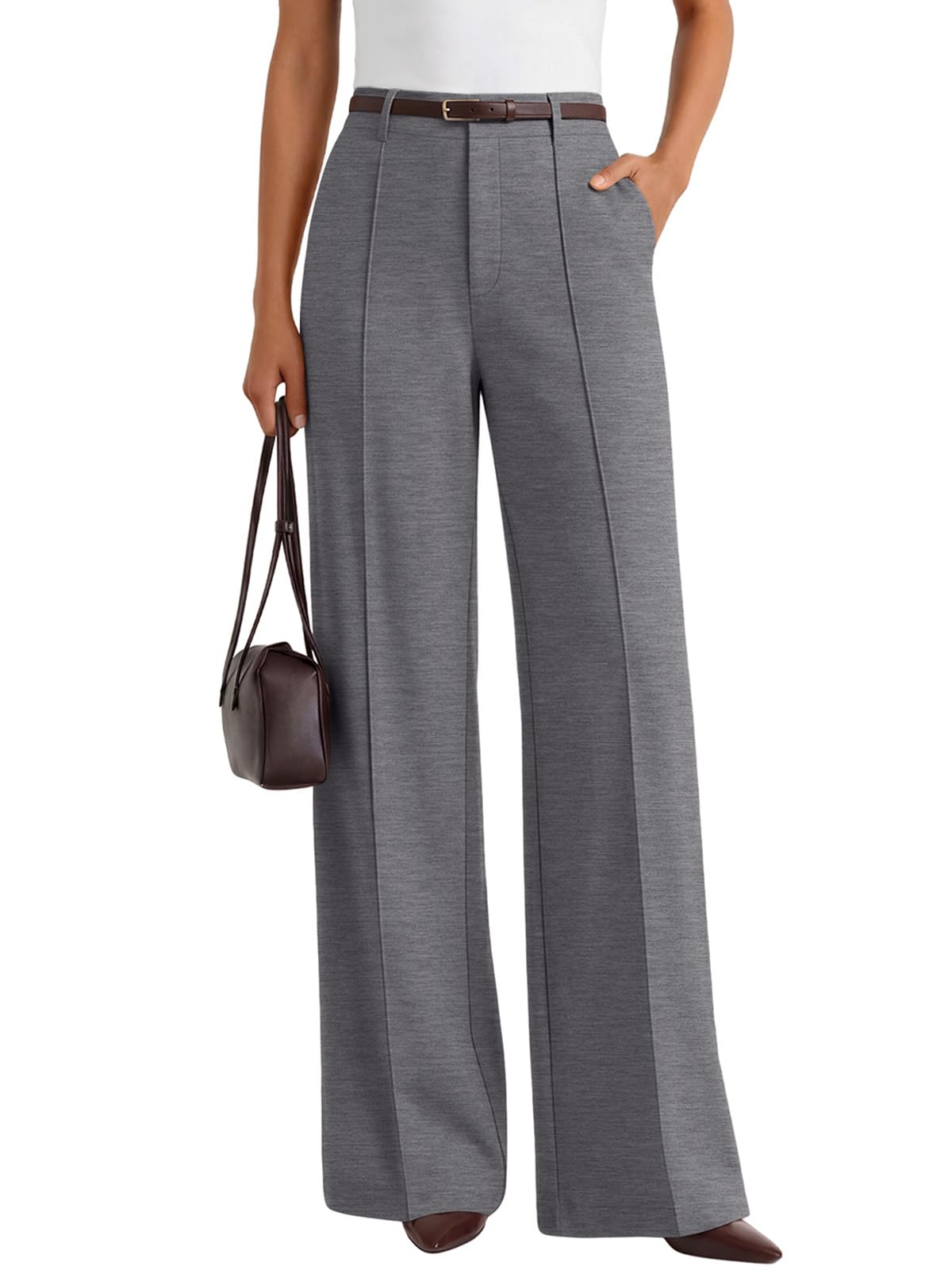 LILLUSORY High Waisted Front Seam Stretchy Dress Work Pants with Pockets