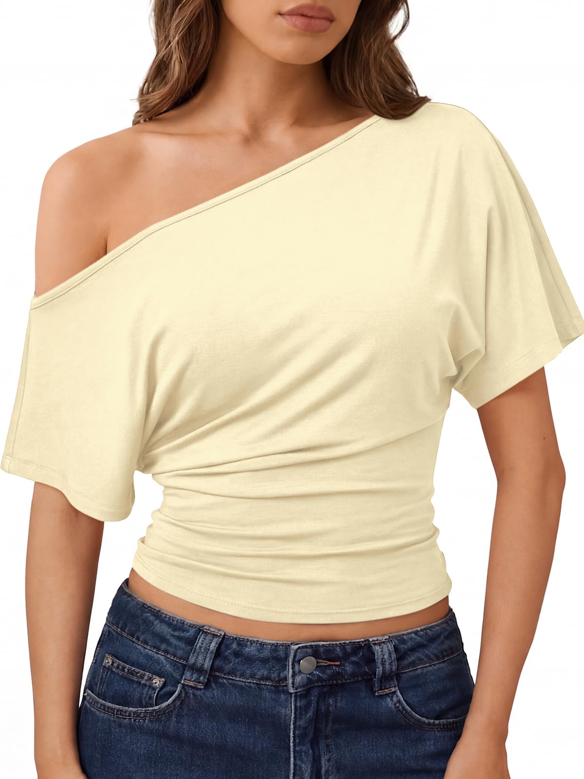 Trendy Queen Womens Off the Shoulder Tops 2026 Summer Going Out Crop Shirts