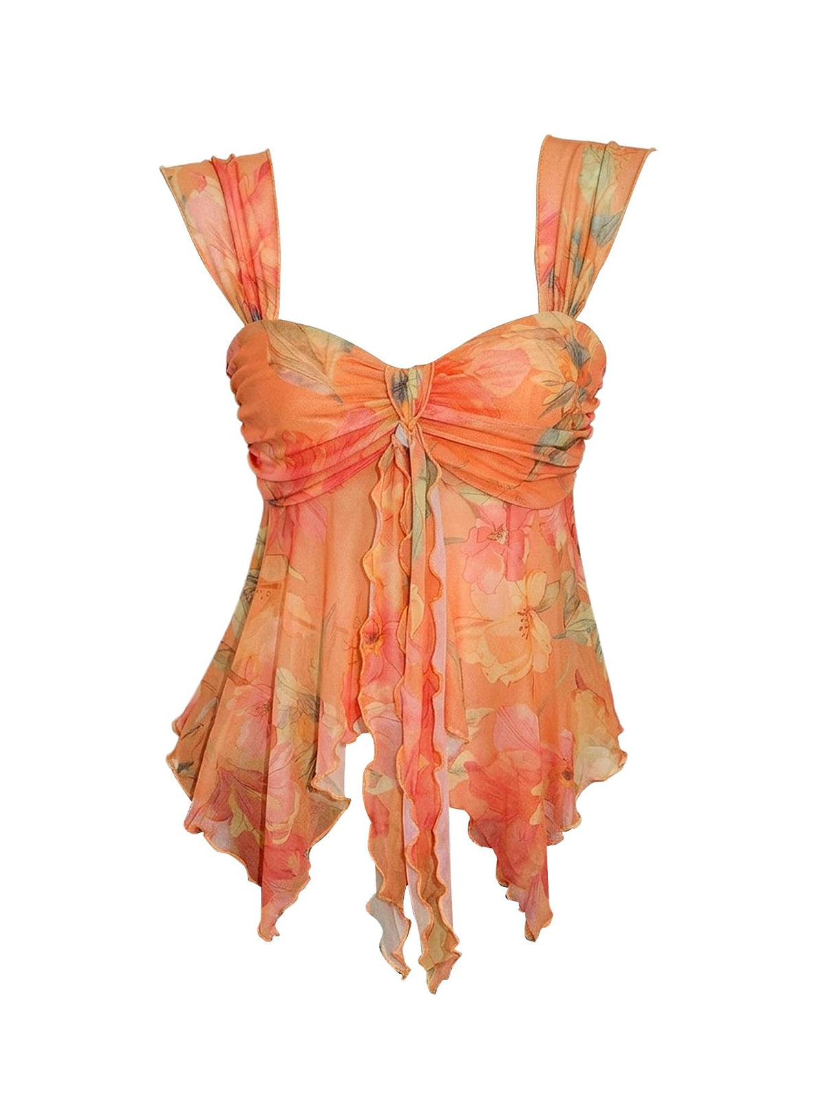 Milumia Women's Flowy Baby Doll Tank Tops Y2k Mesh Going Out Top Festival