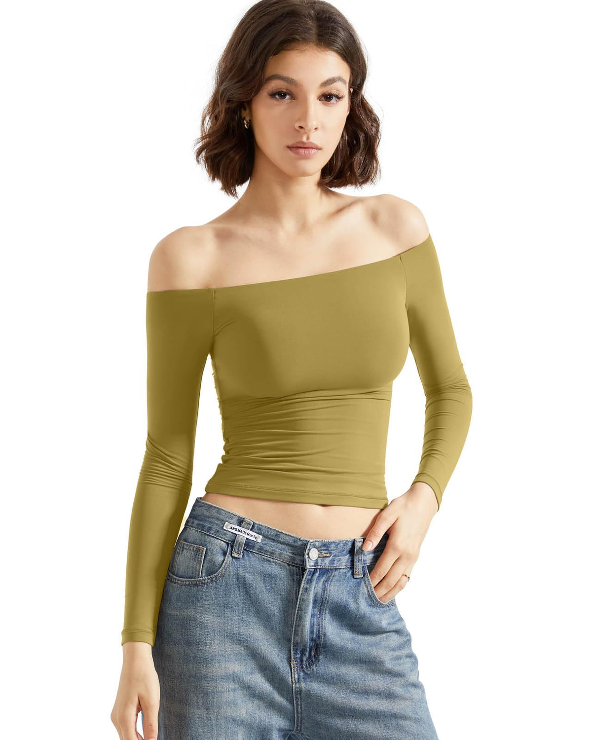 SUUKSESS Women Off Shoulder Double Lined Long Sleeve Shirts Basic Going Out Tops
